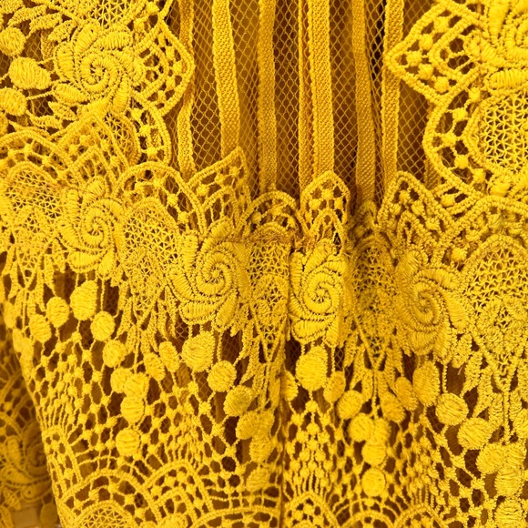 FREE PEOPLE Honey Lace Mini Dress Womens 0 Marigold Yellow Sleeveless NWT - Picture 10 of 16